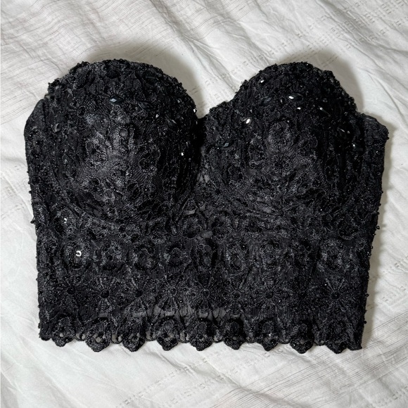 Windsor Black Lace Bustier Bra w/ Removable Straps | XS - Picture 7 of 13